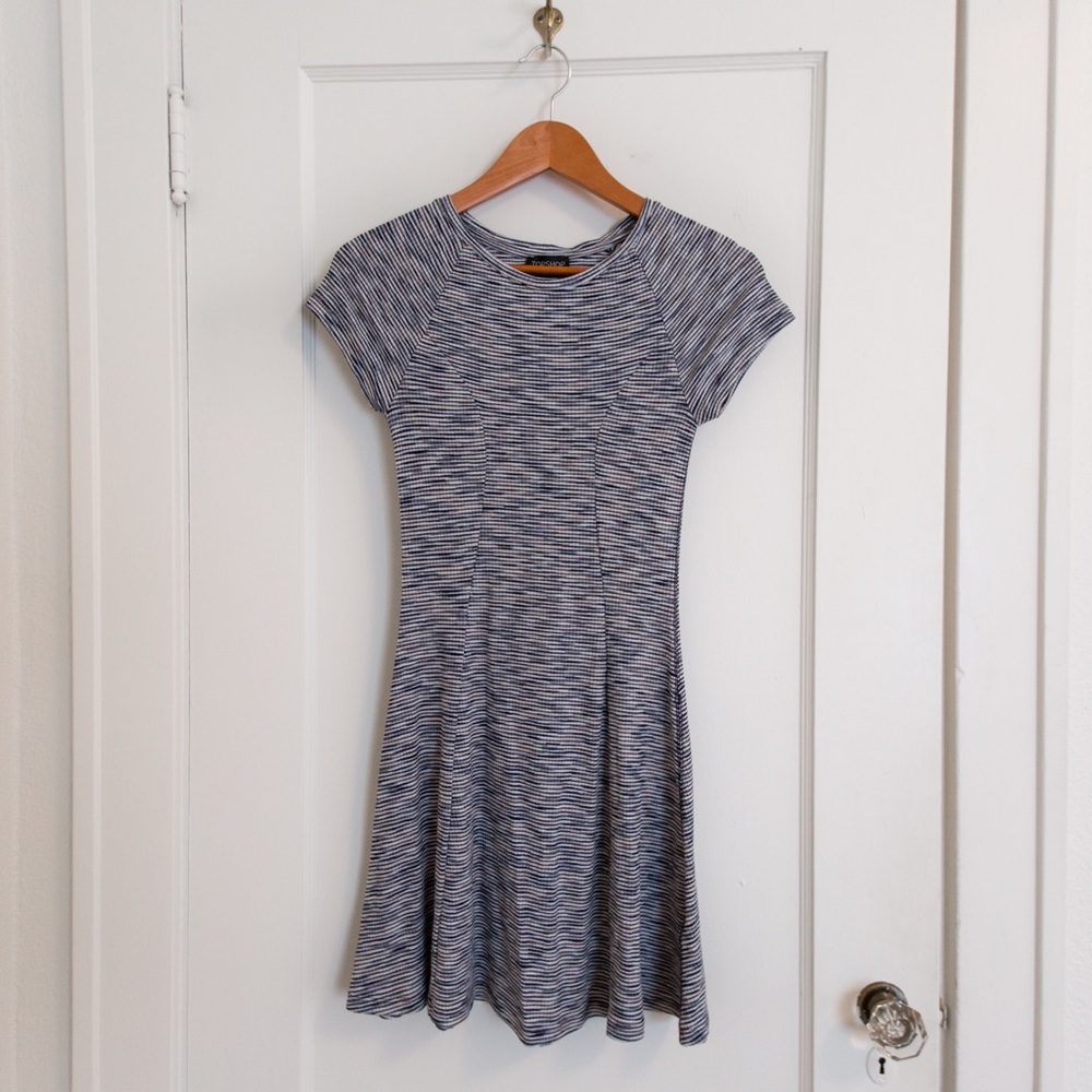 TopShop Skater Skirt Dress Striped Textured